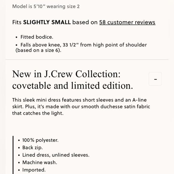 NWT J CREW Collection A-line mini dress in duchesse satin in black - Picture 6 of 6